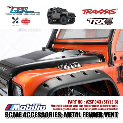 GPM Part #ZSP043 Metal Fender Vent (Style B) for Traxxas TRX-4 Defender RC4WD D90 / D110 Crawler Adventure