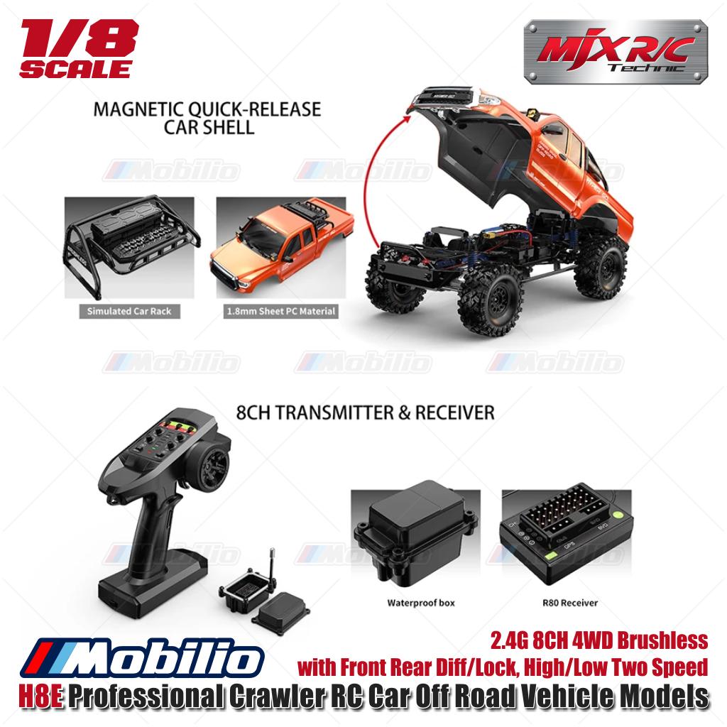 MJX H8E Mobil RC Perangkak Profesional Model Kendaraan Off Road Skala 1/8 2.4G 8CH 4WD Sistem FOC Tanpa Sikat