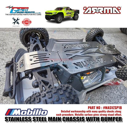 GPM Part #MASVZSP1B Stainless Steel Main Chassis With Bumper (Hollow Version) Arrma Senton V3 3S BLX Short Course
