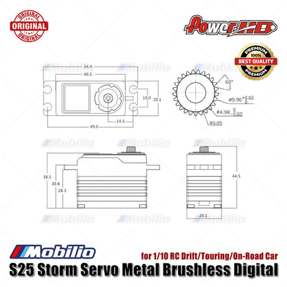 Power HD S25 Storm Servo Metal Brushless Digital for 1/10 RC Drift Touring On-Road Car