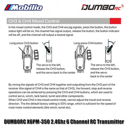 Dumborc X6PM-350 2.4GHz 6CH Radio Transmitter RC with P6F P6FG Receiver for RC Vehicle Car Boat Tank Model Parts Portable Remote Controller