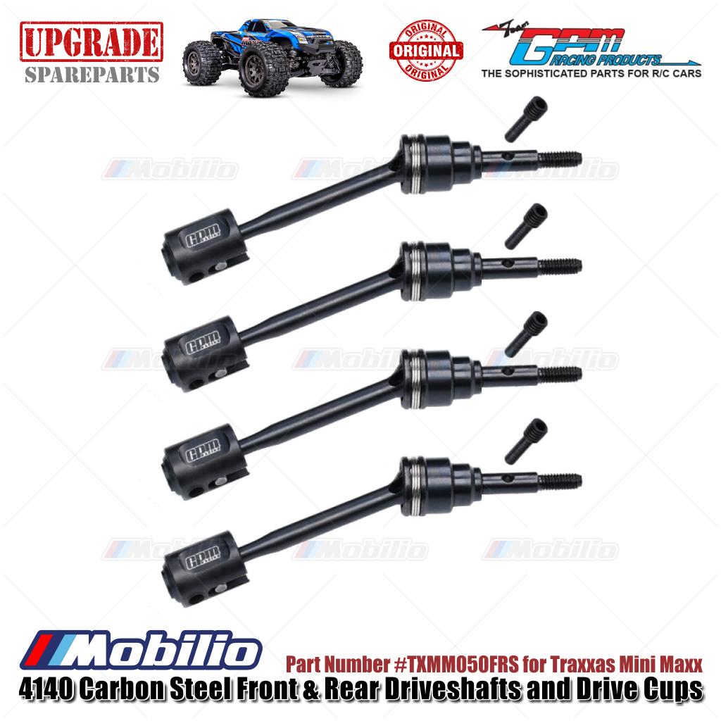GPM Part #TXMM050FRS 4140 Carbon Steel Front & Rear Driveshafts and Drive Cups for RC Traxxas Mini Maxx