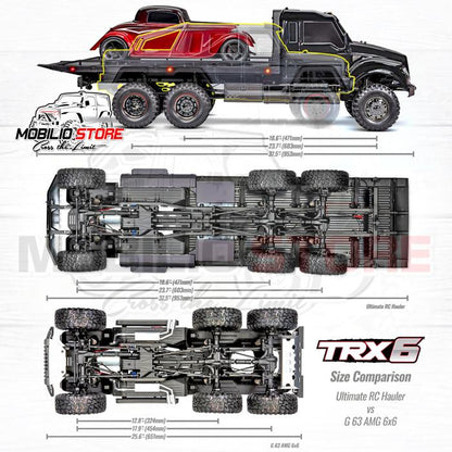 Traxxas 88086-84 TRX6 Ultimate RC Hauler skala 1/10 6WD Truk Bak Datar Elektrik Tanpa Klip