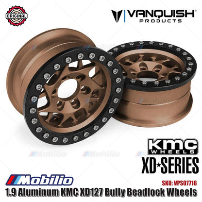 Vanquish Products 1.9 Aluminum KMC XD127 Bully Beadlock Wheels #VPS07716 (Bronze)