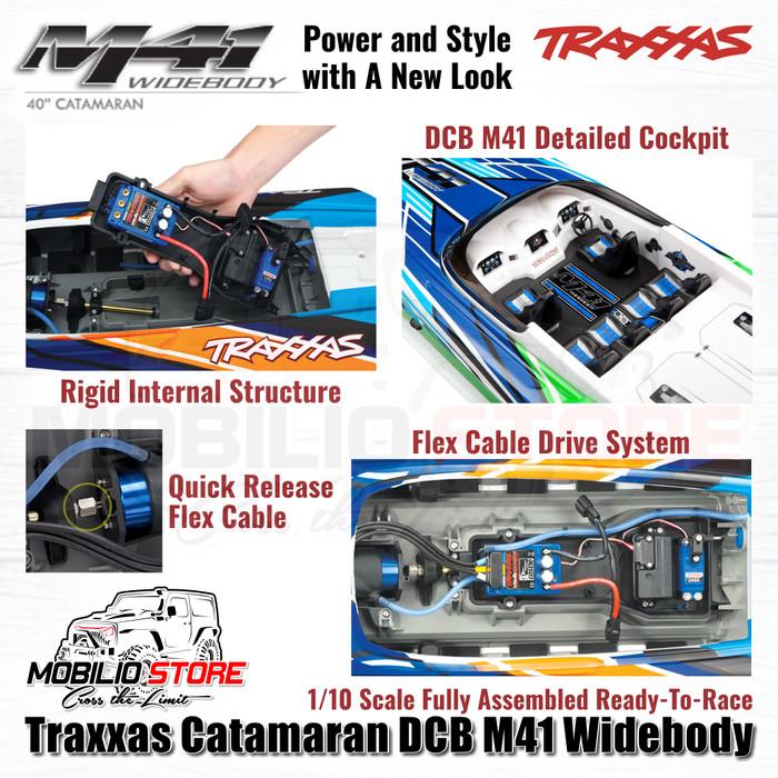 Traxxas 57046-4 Catamaran DCB M41 Brushless Widebody 1/10 Scale Assembled RTR dengan Motor Velineon 540 XL dan Kontrol Remote TQi 2.4 GHz
