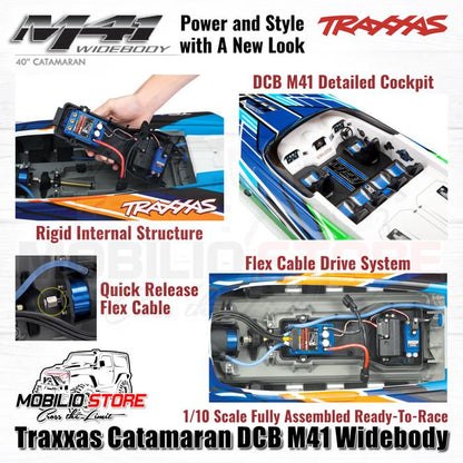 Traxxas 57046-4 Catamaran DCB M41 Brushless Widebody 1/10 Scale Assembled RTR dengan Motor Velineon 540 XL dan Kontrol Remote TQi 2.4 GHz