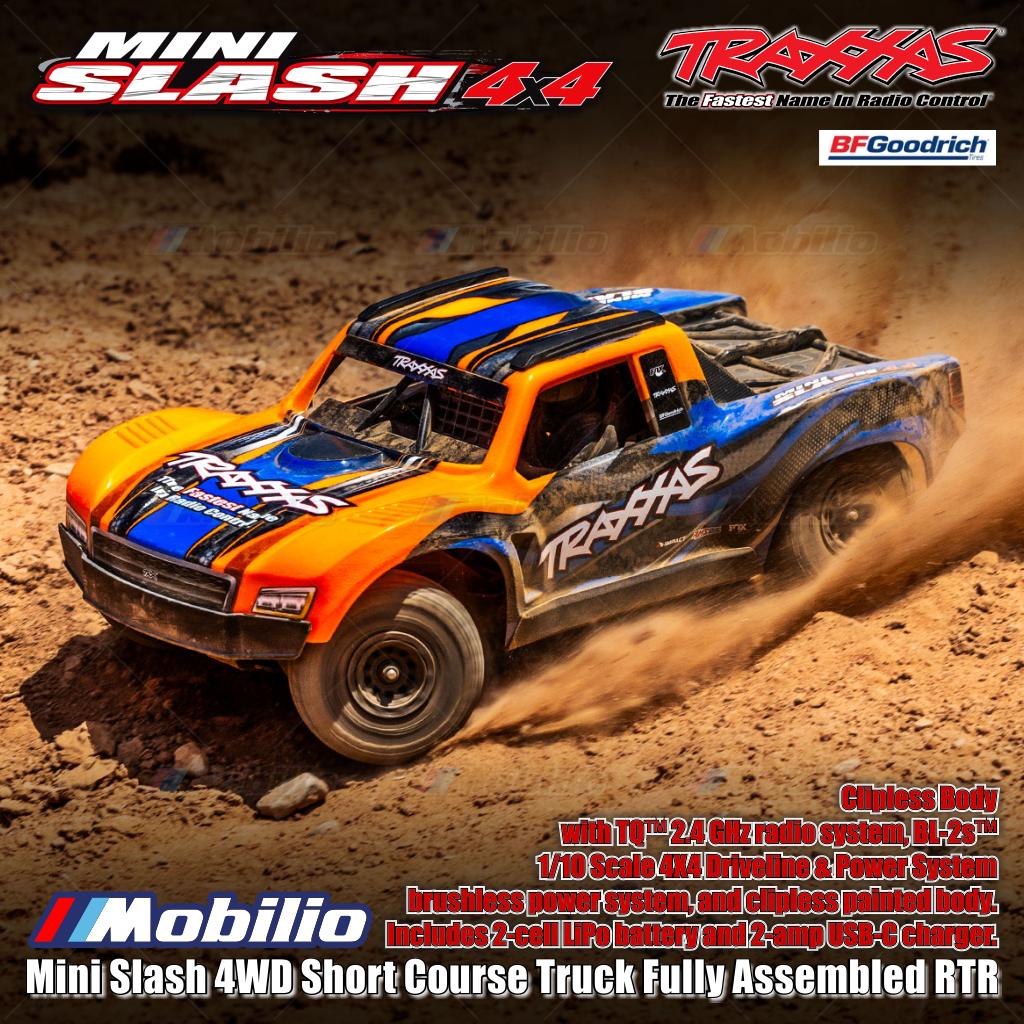 Traxxas 108164-1 Mini Slash 4WD Short Course Truck Rakitan Lengkap RTR Body Tanpa Klip Sistem Tenaga Brushless TQ 2.4GHz BL-2S