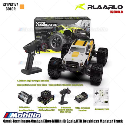 Rlaarlo Omni-Terminator Carbon Fiber MINI Skala 1:10 RTR Brushless Monster Truck Versi V2 RZ001B-C RZ001O-C RZ001Y-C