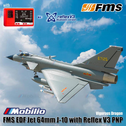 Jet FMS EDF 64mm J-10 dengan Reflex V3 PNP Vigorous Dragon RC Jets Aero Modelling