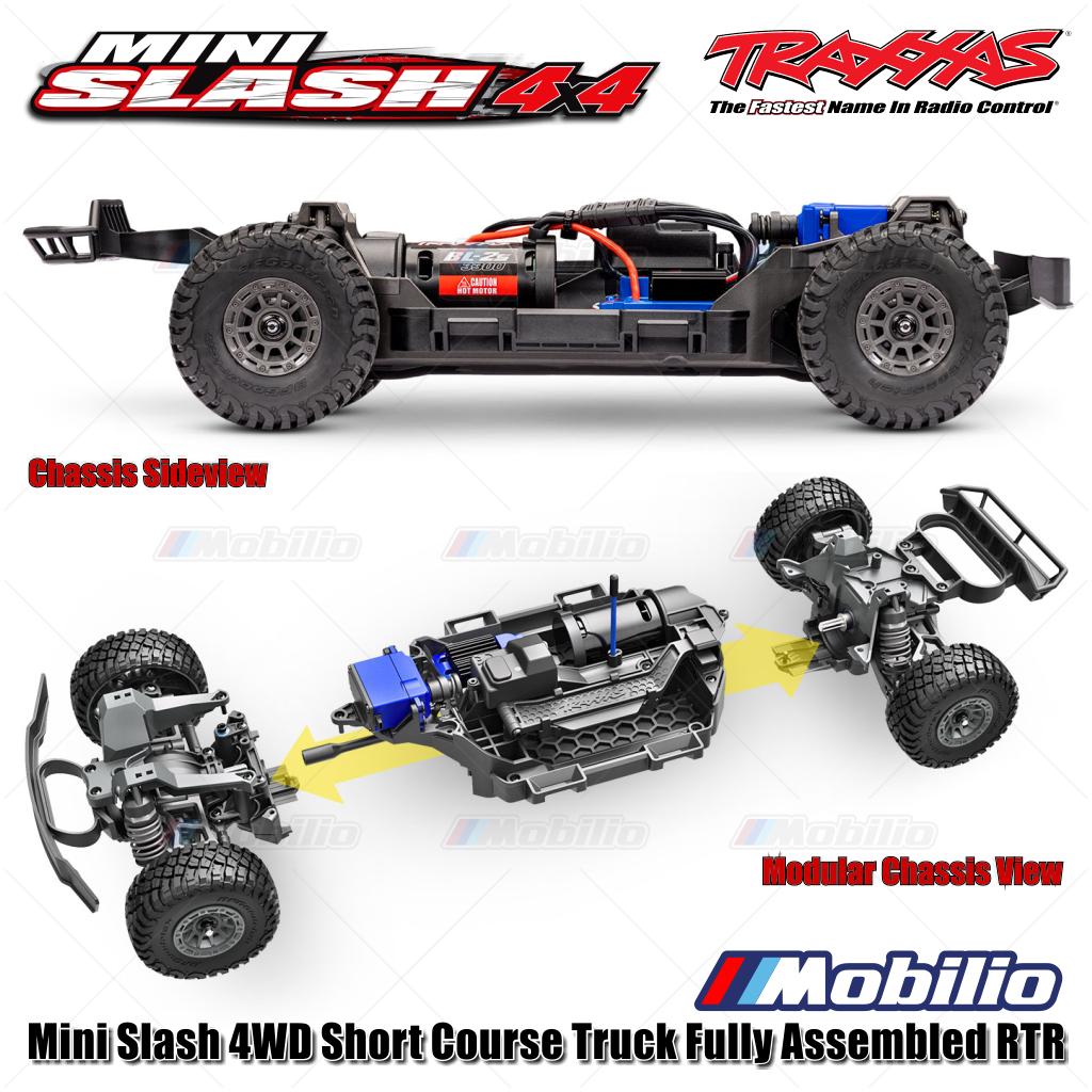 Traxxas 108164-1 Mini Slash 4WD Short Course Truck Rakitan Lengkap RTR Body Tanpa Klip Sistem Tenaga Brushless TQ 2.4GHz BL-2S