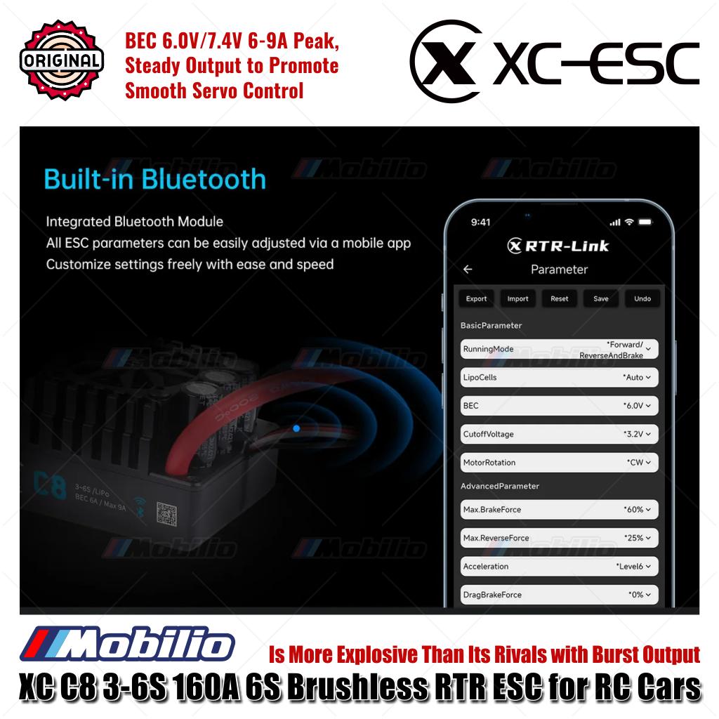 XC-ESC C8 6S Brushless Sensorless RTR ESC 3-6S 160A untuk Mobil RC