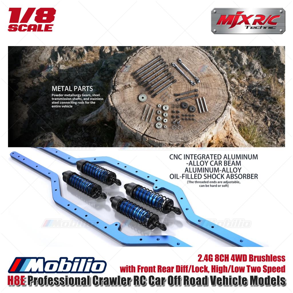 MJX H8E Mobil RC Perangkak Profesional Model Kendaraan Off Road Skala 1/8 2.4G 8CH 4WD Sistem FOC Tanpa Sikat