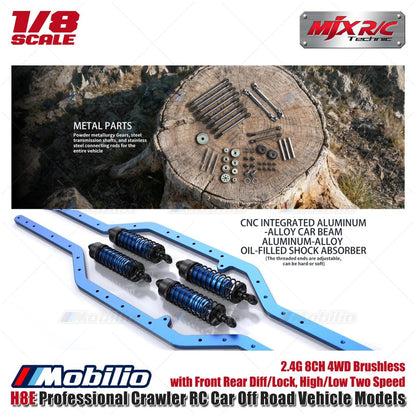MJX H8E Mobil RC Perangkak Profesional Model Kendaraan Off Road Skala 1/8 2.4G 8CH 4WD Sistem FOC Tanpa Sikat