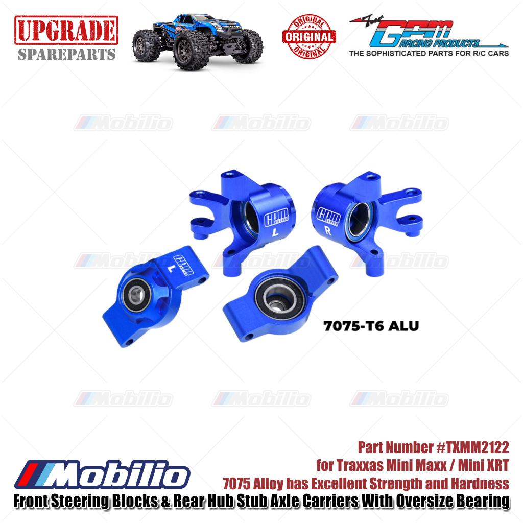 GPM Part #TXMM2122 7075 Alloy Front Steering Blocks & Rear Hub Stub Axle Carriers with Oversize Bearing for RC Traxxas Mini Maxx / Mini XRT