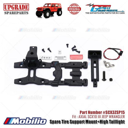 GPM Part #SCX3ZSP15 Spare Tire Support Mount High Taillight Accessories Axial SCX10 III Jeep Wrangler