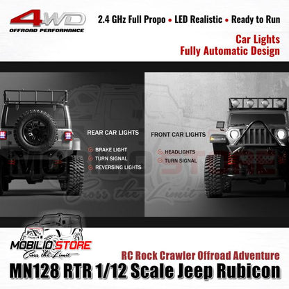 MN128 RTR 1/12 Scale Jeep Rubicon RC Rock Crawler Offroad Adventure