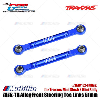 GPM Part #SLAM162-B (Blue) / #SLAM162-OR (Orange) 7075-T6 Alloy Front Steering Toe Links 51mm for Traxxas Mini Slash / Mini Rally Upgrade
