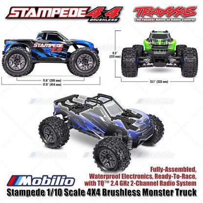 Traxxas 67154-4 Stampede BL-2S Truk Monster 4X4 Brushless Skala 1/10 Rakitan Lengkap Tahan Air RTR