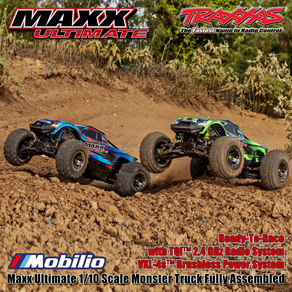 Traxxas 89087-4 Maxx Ultimate Truk Monster Skala 1/10 Rakitan Lengkap RTR Siap Balap RC dengan Sistem Radio TQi 2.4 GHz dan Sistem Tenaga Brushless VXL-4S