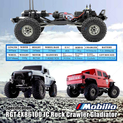 RC RGT EX86100 V2 JC Rock Crawler Cruiser Defier 4x4 Offroad 1/10