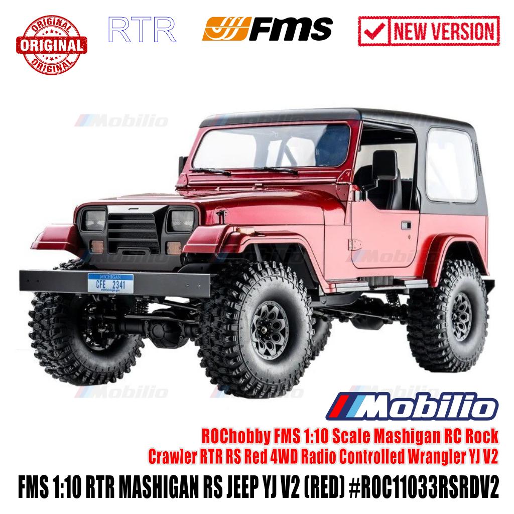 FMS Mashigan RS Jeep Wrangler (YJ) Merah 4WD Skala 1/10 RTR RC Crawler