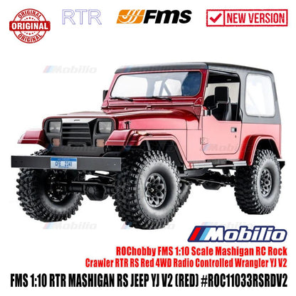 FMS Mashigan RS Jeep Wrangler (YJ) Merah 4WD Skala 1/10 RTR RC Crawler