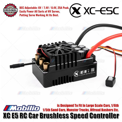 XC-ESC E5 ESC Tanpa Sikat Terdeteksi untuk Mobil RC LiPo 6-12S 200A Kontinu BEC 8A 25A Puncak
