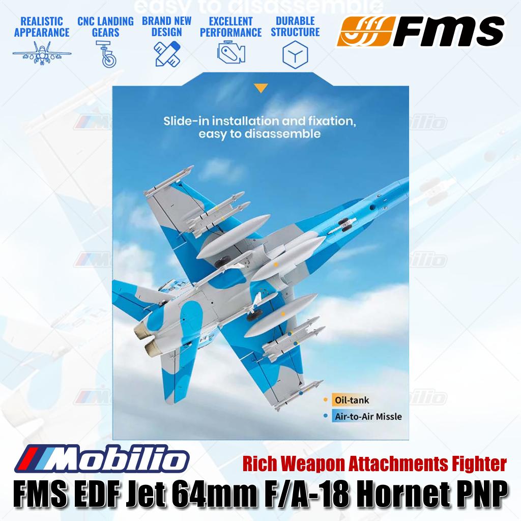 FMS EDF Jet 64mm F/A-18 Hornet PNP Desain Ulang Keunggulan Udara Melanjutkan Legenda Pertempuran Udara Pemodelan Aero
