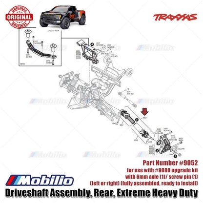 Traxxas Part #9052 Rear Driveshaft with 6mm Axle for the Extreme Heavy Duty Upgrade Kit RC Ford Raptor Rustler Slash Stampede