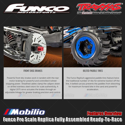 Traxxas 109076-4 Funco Pro Scale Replica Rakitan Lengkap Siap Balap (RTR) dengan Sistem Radio TQi 2.4 GHz, Sistem Tenaga Brushless VXL-8S, dan Bodi Clipless Replika Funco