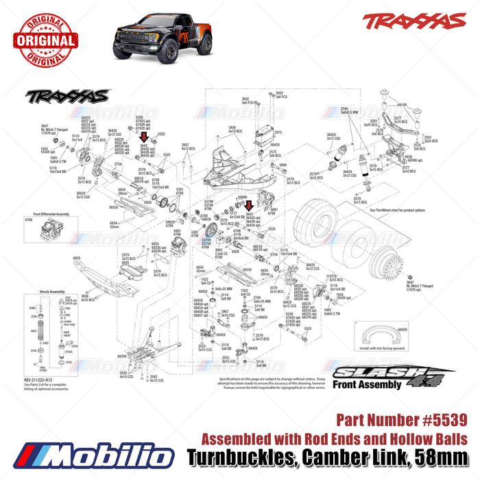 Traxxas Part #5539 Camber Links 58mm Assembled with Rod Ends and Hollow Balls for RC Ford Raptor Slash Hoss Stampede Rustler XO-1
