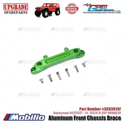 GPM Part #SCX3015F Aluminum Front Chassis Brace Upgrade Axial SCX10 III Jeep Wrangler AXI231021 Replacement