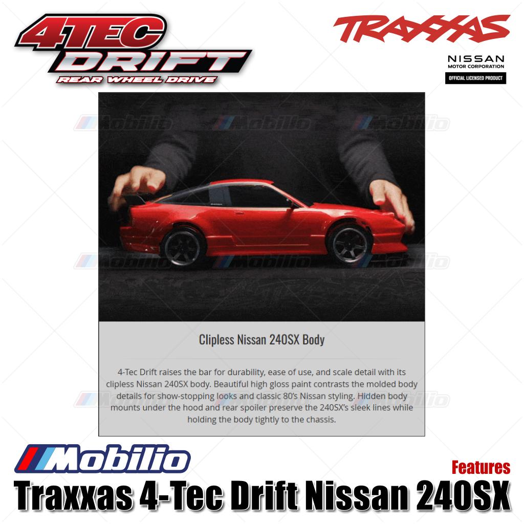 Traxxas 105247-4 4-Tec Drift Nissan 240SX S13 1/10 RWD with TQi 2.4 GHz Radio with Wireless Module Clipless Body RTR
