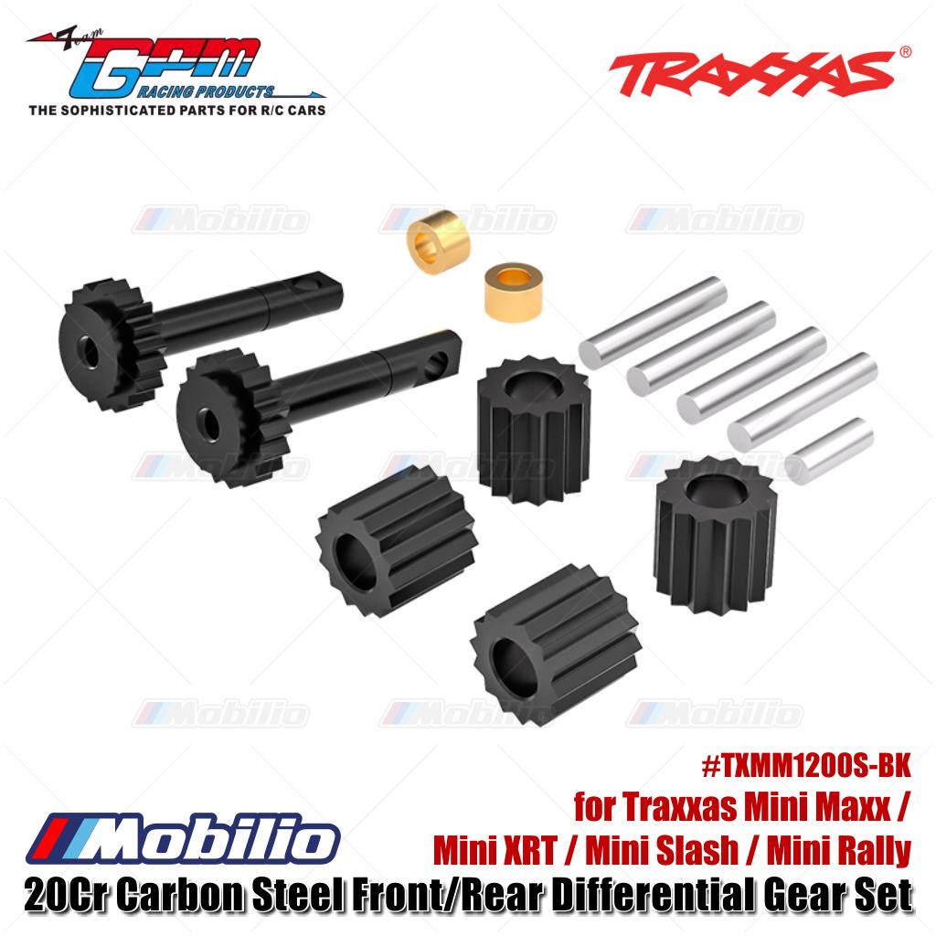 GPM Part #TXMM1200S-BK 20Cr Carbon Steel Front/Rear Differential Gear Set for Traxxas Mini Maxx / Mini XRT / Mini Slash / Mini Rally Upgrade