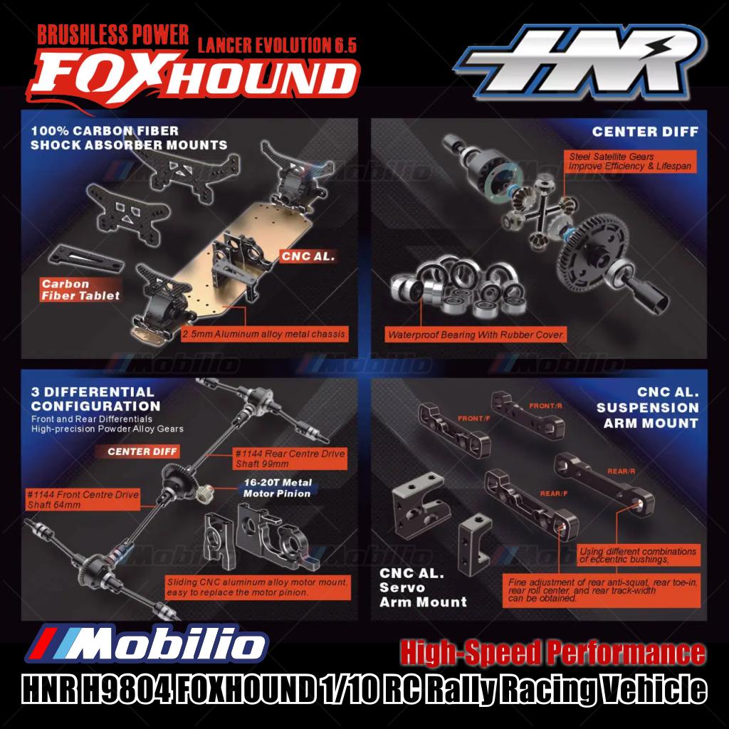 HNR H9804 FOXHOUND Lancer 1/10 RC Rally Racing Vehicle Brushless Power Remote Control Car RTR