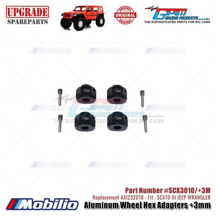 GPM Part #SCX3010/+3M Aluminum Wheel Hex Adapters +3mm Upgrade Axial SCX10 III Jeep Wrangler AXI232018 Replacement  Remote Control