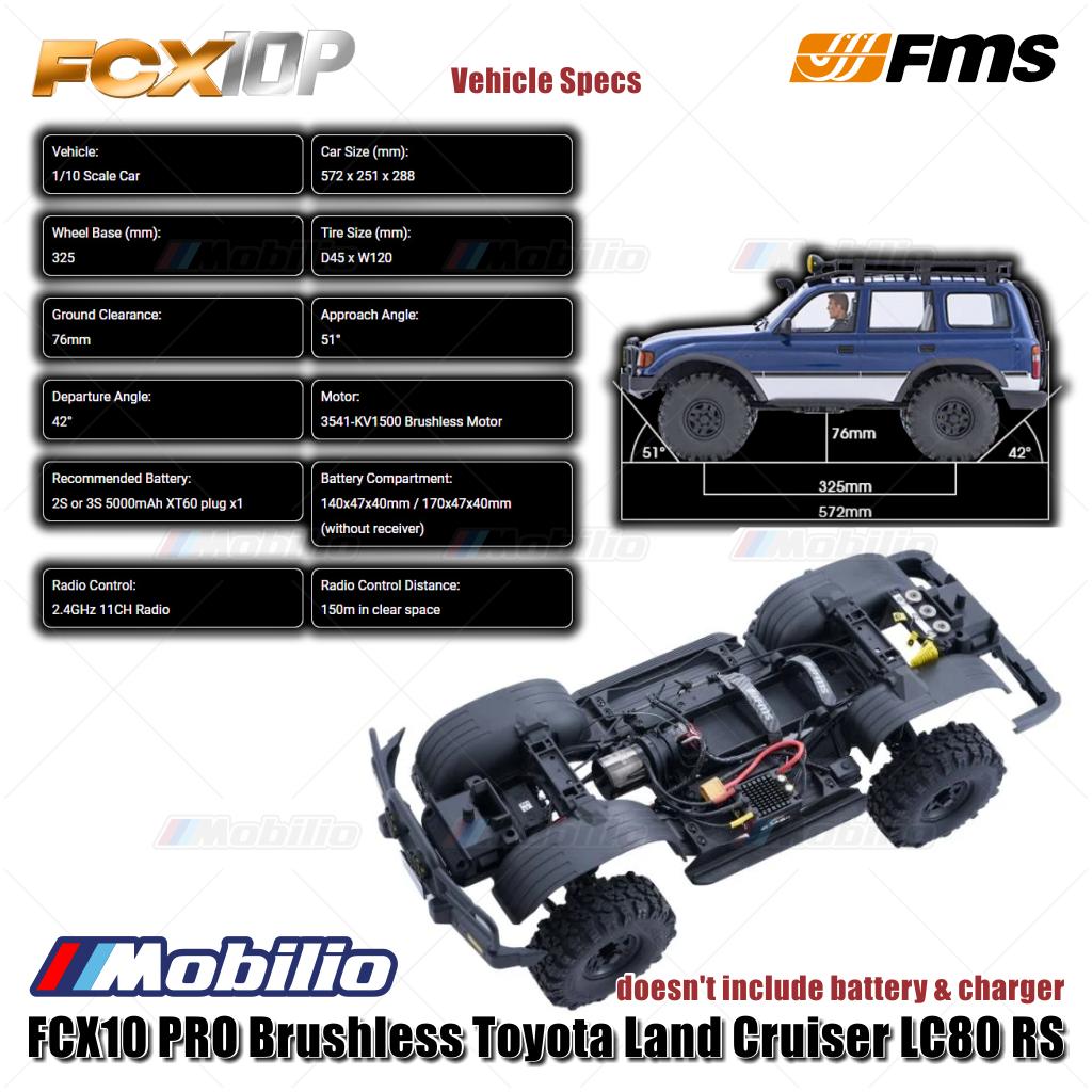 FMS FCX10 PRO Brushless Toyota Land Cruiser LC80 RS RC Crawler Adventure RTR