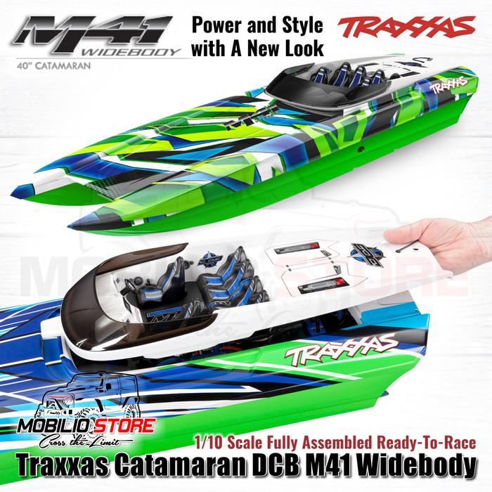 Traxxas 57046-4 Catamaran DCB M41 Brushless Widebody 1/10 Scale Assembled RTR dengan Motor Velineon 540 XL dan Kontrol Remote TQi 2.4 GHz