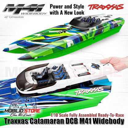 Traxxas 57046-4 Catamaran DCB M41 Brushless Widebody 1/10 Scale Assembled RTR dengan Motor Velineon 540 XL dan Kontrol Remote TQi 2.4 GHz