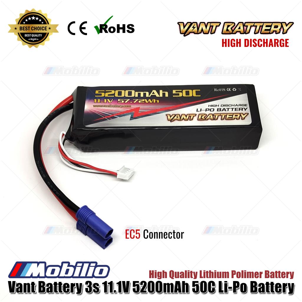 Vant Baterai Lipo 3S 11.1 Volt 5200mAh 50C Baterai Lithium Polimer EC3 EC5 untuk RC Axial Arrma ESC Spektrum IC3 IC5