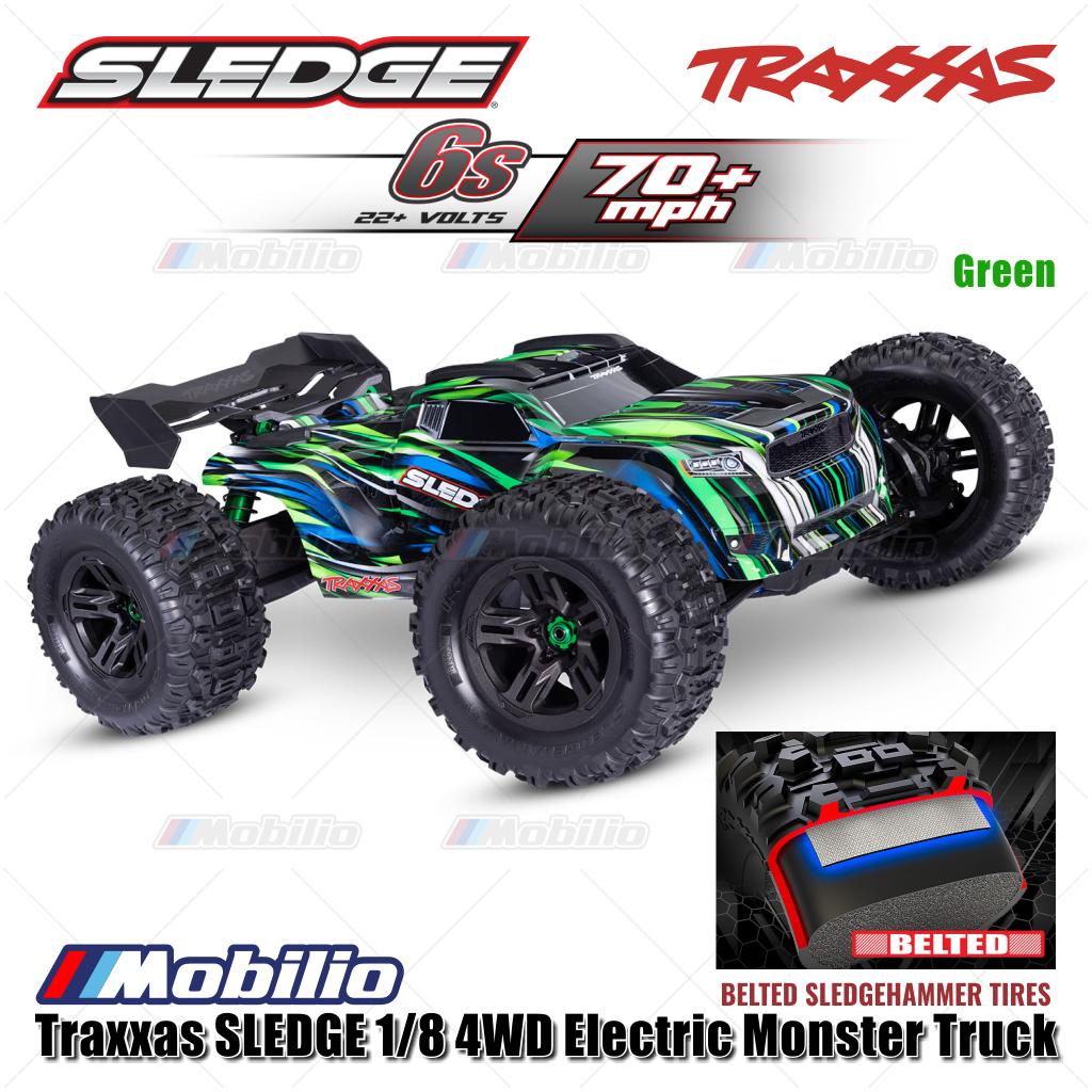 Traxxas 95096-4 SLEDGE 1/8 Truk Rakasa 6s Tanpa Sikat 2.4GHz 4WD RTR TQI TSM Ban Sabuk