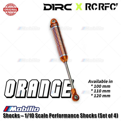 D1RC X RCRFC Shocks - Shock Performa Skala 1/10 (Set isi 4) untuk RC Crawler, Scaler, dan Bangun Kompetisi