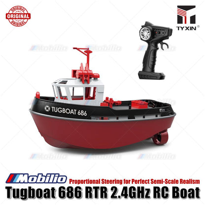 Tugboat TX686 RTR 2.4GHz 1/72 RC Boat Proportional Steering for Perfect Semi-Scale Realism