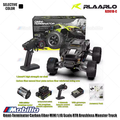 Rlaarlo Omni-Terminator Carbon Fiber MINI Skala 1:10 RTR Brushless Monster Truck Versi V2 RZ001B-C RZ001O-C RZ001Y-C