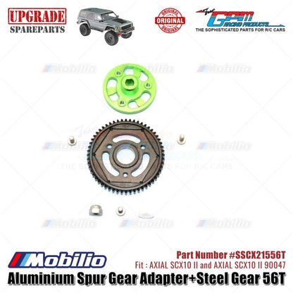 GPM Part #SSCX21556T Aluminium Spur Gear Adapter and Steel Gear 56T RC Upgrade Axial SCX10 II Crawler Adventure