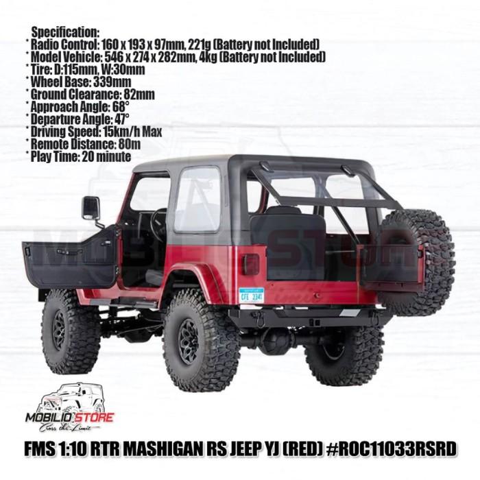 FMS Mashigan RS Jeep Wrangler (YJ) Merah 4WD Skala 1/10 RTR RC Crawler