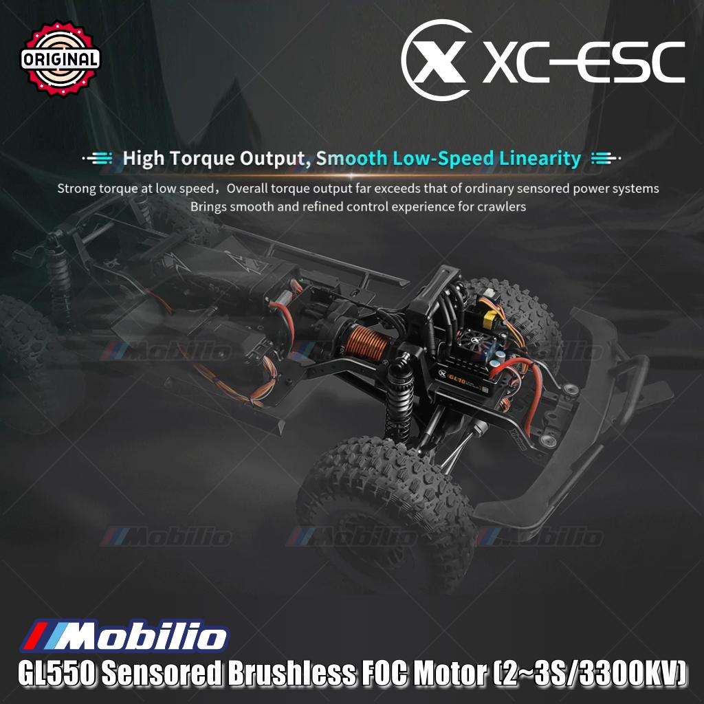 Motor FOC Tanpa Sikat XC-ESC GL550 Sensor (2~3S/3300KV) untuk Mobil Crawler Skala 1/8, 1/10 Petualangan dengan Torsi Kecepatan Rendah yang Kuat dan Tahan Air IP67