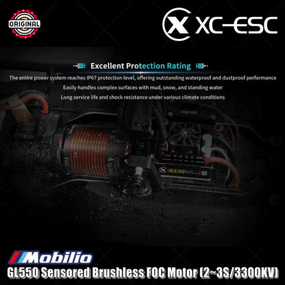 Motor FOC Tanpa Sikat XC-ESC GL550 Sensor (2~3S/3300KV) untuk Mobil Crawler Skala 1/8, 1/10 Petualangan dengan Torsi Kecepatan Rendah yang Kuat dan Tahan Air IP67