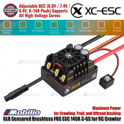 XC-ESC GL8 Sensored Brushless ESC 140A 3-6S untuk RC Crawler Trail dan Offroad Bashing