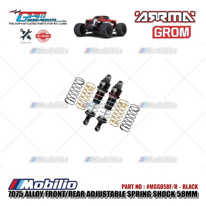 GPM Part #MGG058F/R 7075 Alloy Front/Rear Adjustable Spring Shock 58mm RC Arrma Mini Granite Typhon Mojave Mega Grom 4x4